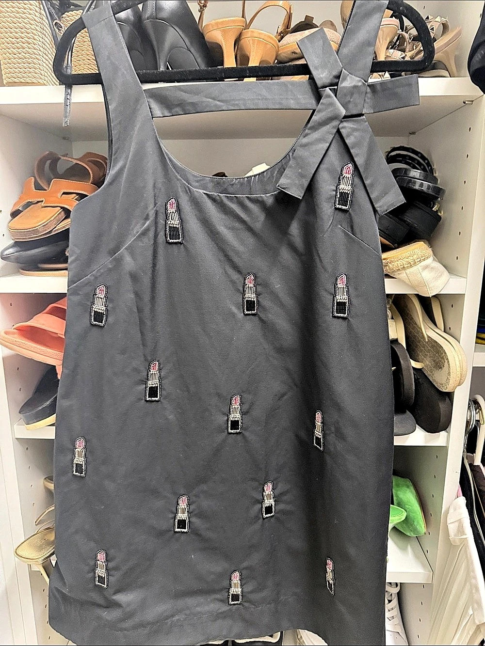 maeve Sleeveless Bow Shift Mini Dress Black Small